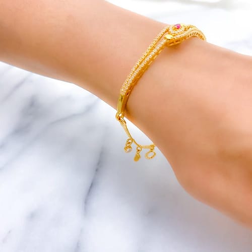 Sleek Sparkling CZ Charm Bracelet - Image 4