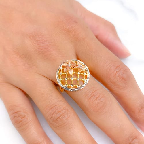 Rose Gold Floral Ring - Image 2
