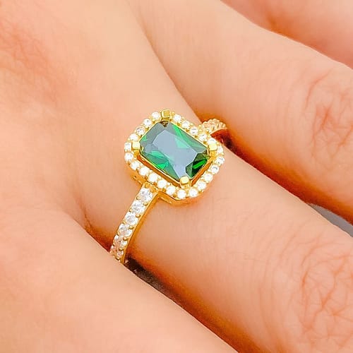 Lush Green CZ Solitaire Ring - Image 2