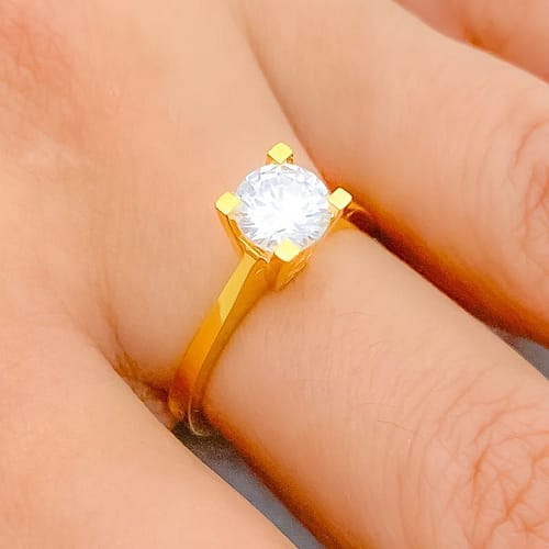 Sleek Sophisticated CZ Solitaire Ring - Image 3