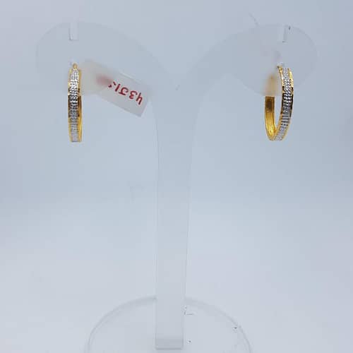 Hoops Gold Bali pair with hint of silver texture - Image 2