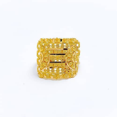 Evergreen Floral Square Ring - Image 2