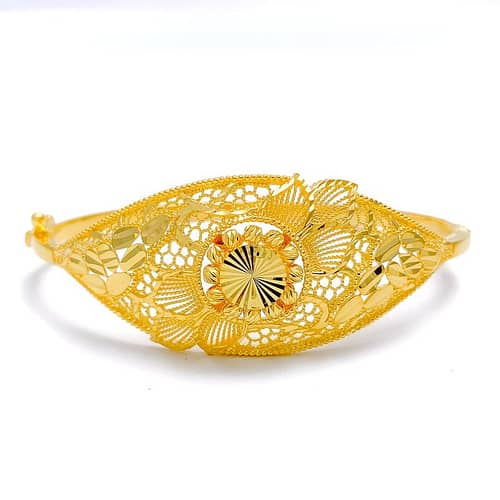 Reflective Floral Filigree Bangle Bracelet - Image 4