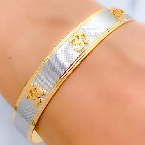 Matte White Gold Om Cuff - Image 6