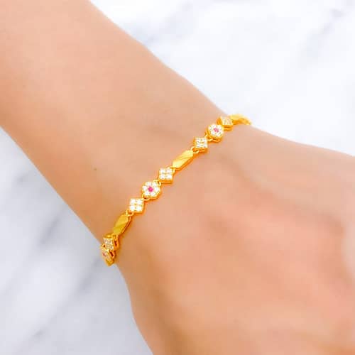 Stylish Floral CZ Bracelet - Image 2