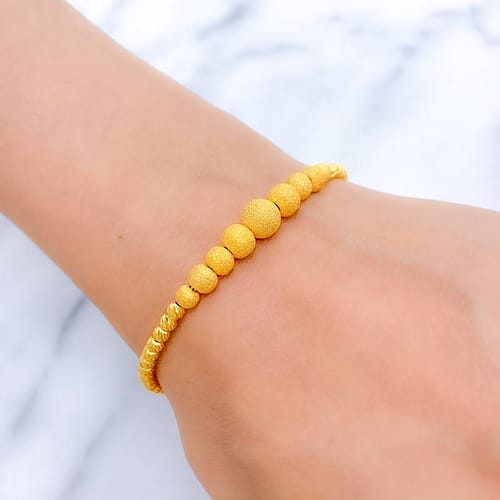 Graduating Sand Finish Orb Bracelet - Image 2