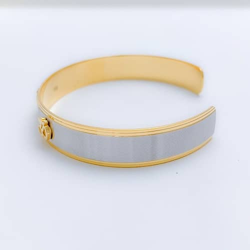 Matte White Gold Om Cuff - Image 3