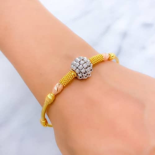 Plush White Gold Bangle Bracelet - Image 3