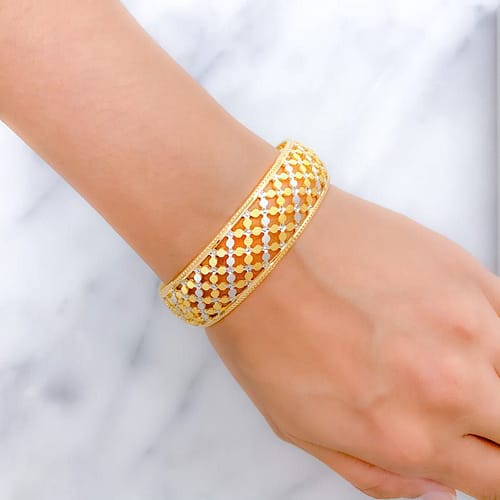Etched TwoTone Flower Bangle