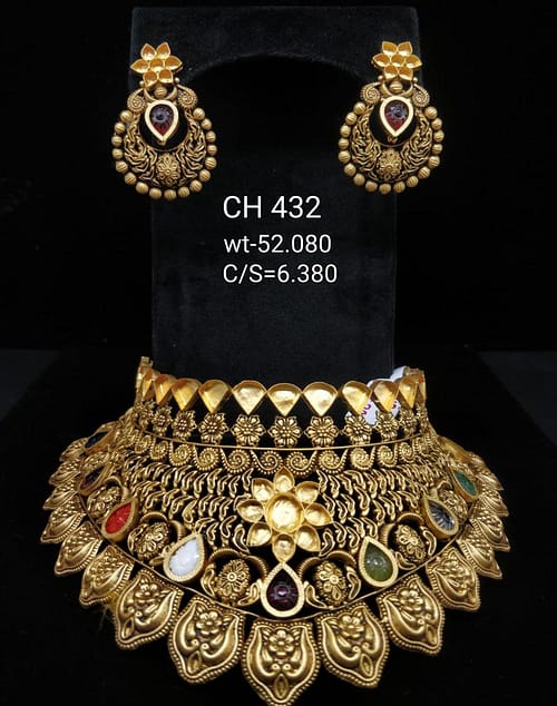 Shinning Diva Multi Colored Stone Studded Necklace With Beautiful Earrings
