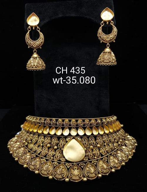 Latest Design Gold Ghat Necklace With Adorable Earrings