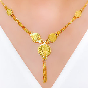 Blooming Flower Coin Necklace Set