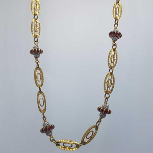 Designer Short Ladies Gold Chain with Minna Work