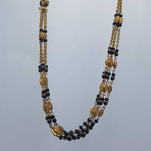 Designer Short Length Ladies Gold Chain with Black Beeds | Urban Mangalsutra